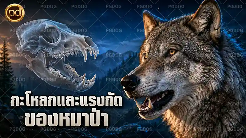 กะโหลกและแรงกัด ของหมาป่า